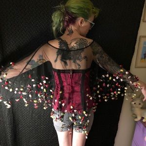 Sheer Shawl with Silk Flower Appliqués